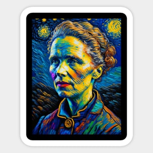 Marie Curie in starry night Sticker